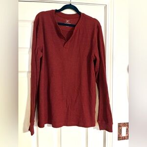 Men’s Red Long Sleeve Henley Shirt